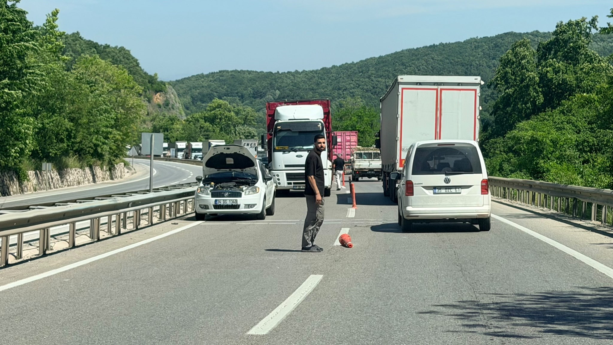 Arızalanan otomobil, Yalova-Bursa karayolunu kitledi