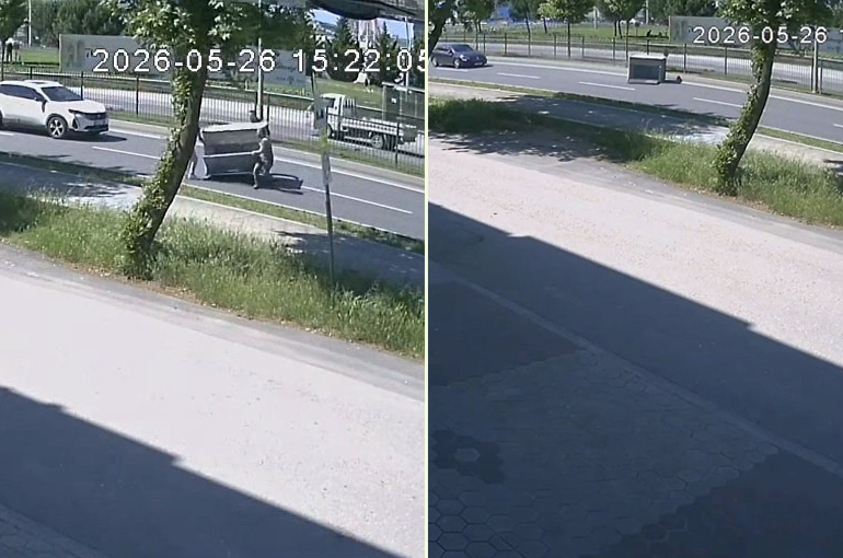 Kamyonetten düşen demir kafes faciaya davetiye çıkardı