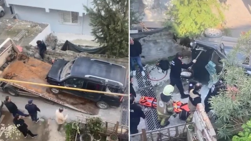 Yıldırım’da Faciadan Dönüldü: Araç Merdivenlere Uçtu!