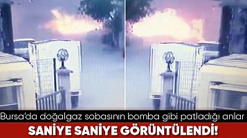 Bursa’da doğalgaz sobasının bomba gibi patladığı anlar 