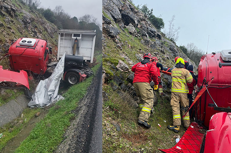 Balıkesir-Bursa kara yolunda korkutan kaza: 1 yaralı