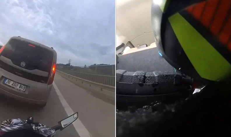 Bursa'da 113 kilometre hızla giden motosikletli çarptığı araca girdi