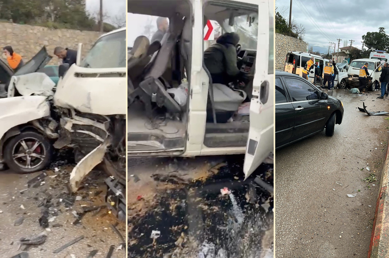 Bursa'da Bayram arifesinde feci kaza kamerada: 7 yaralı