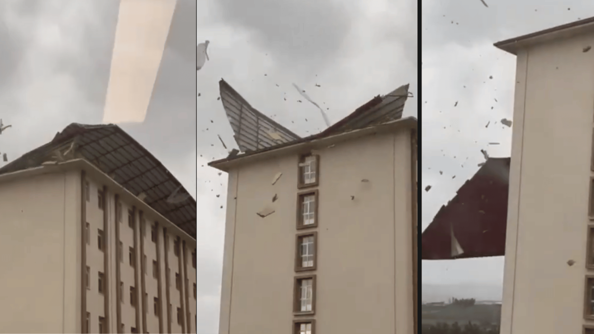 Bursa'da bir kız yurdunun çatısı fırtınada uçtu