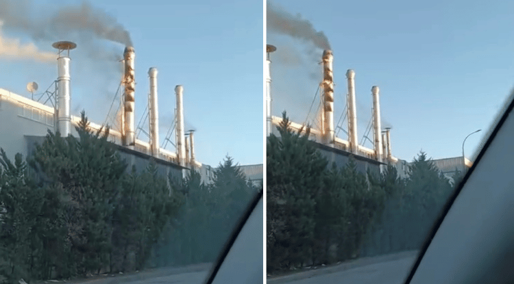 Bursa'da fabrika bacasında yangın çıktı