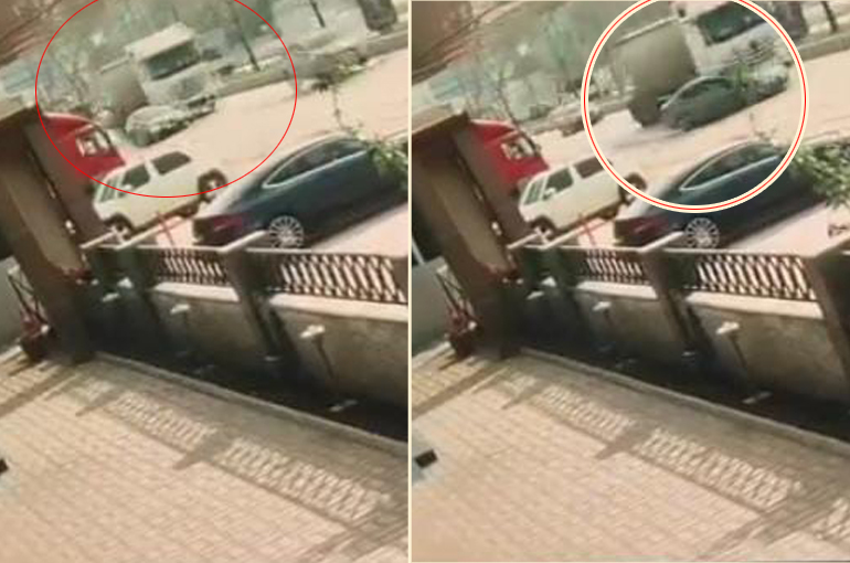 Bursa'da faciadan dönüldü: Tır otomobili metrelerce sürükledi