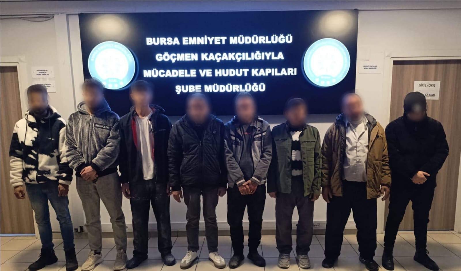 Bursa'da kaçak yabancı işçi operasyonu: 8 kişi yakalandı, 1 şüpheli gözaltında
