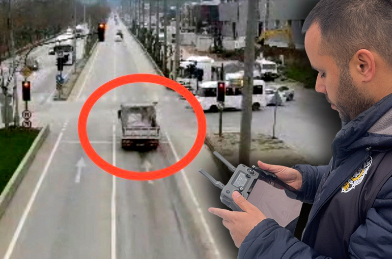 Bursa'da kırmızı ışık ihlali yapan araçlar dron ile böyle tespit edildi