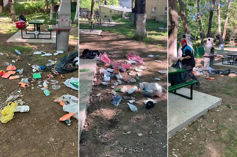 Bursa'da mesire alanı bir günde çöplüğe döndü