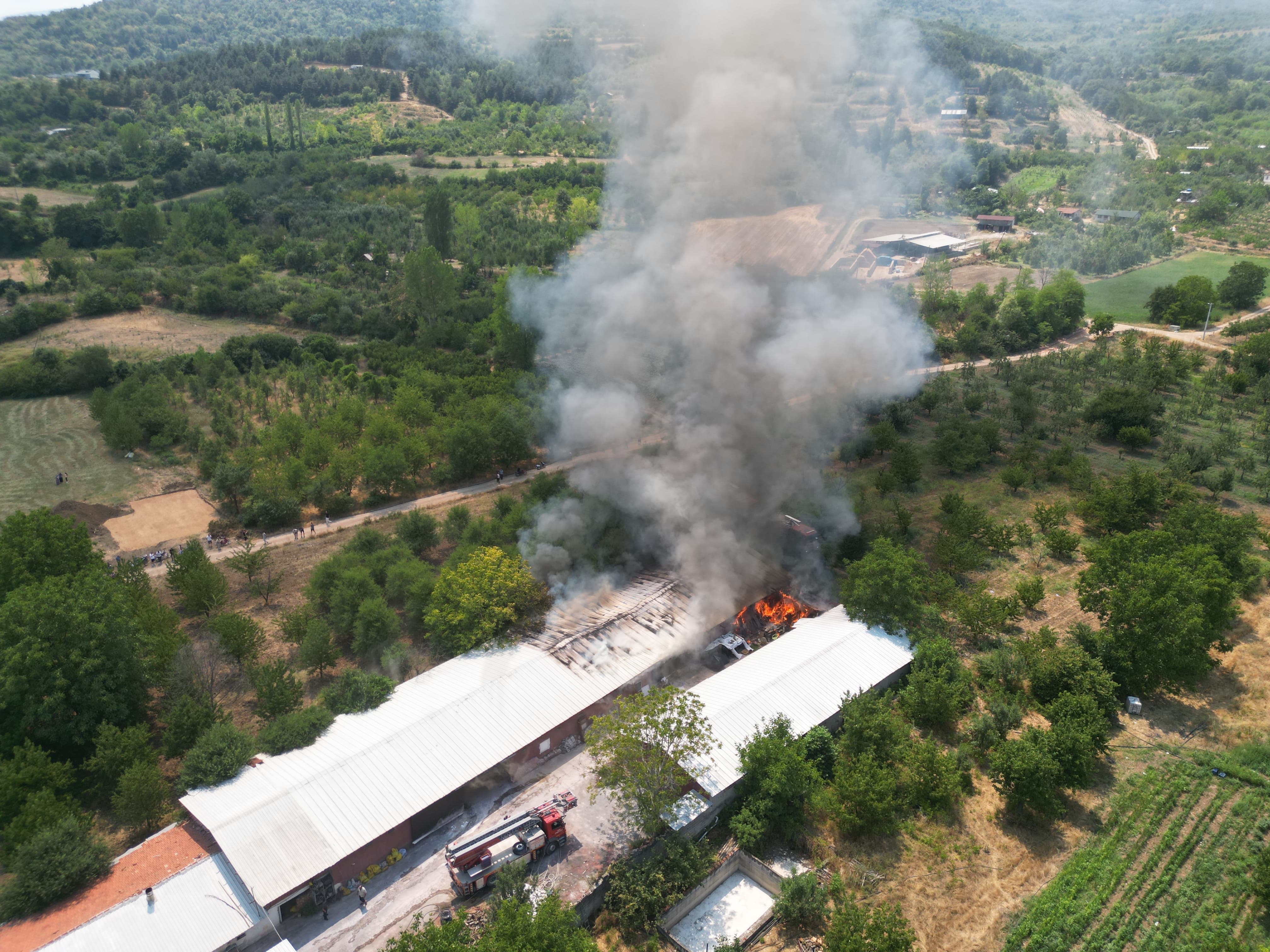 Bursa'da mobilya imalathanesinde korkutan yangın