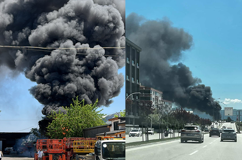 Bursa’da Plastik Hortumlar Alev Aldı, Gökyüzü Siyaha Büründü!