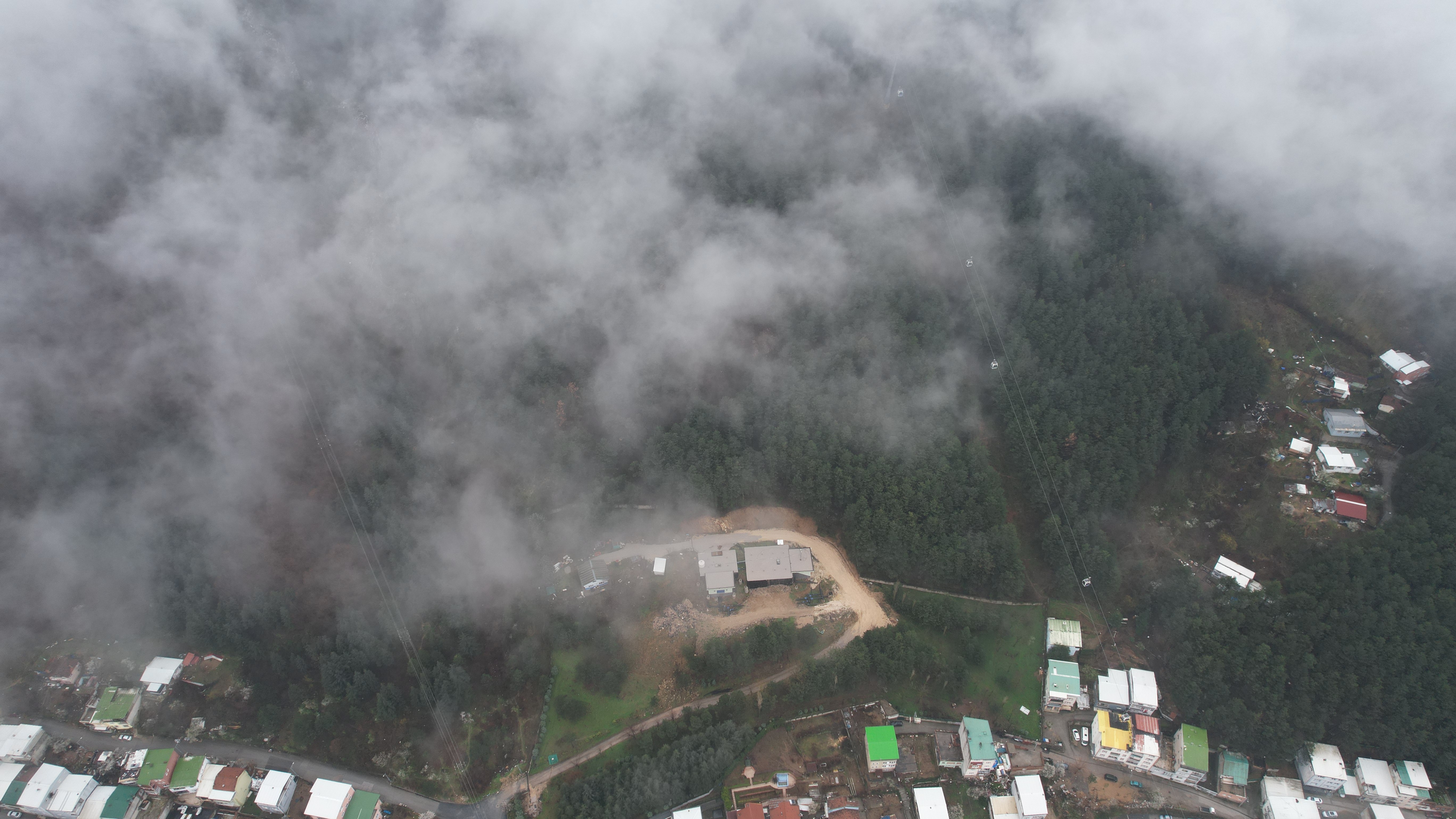 Bursa'da sis manzarası havadan görüntülendi