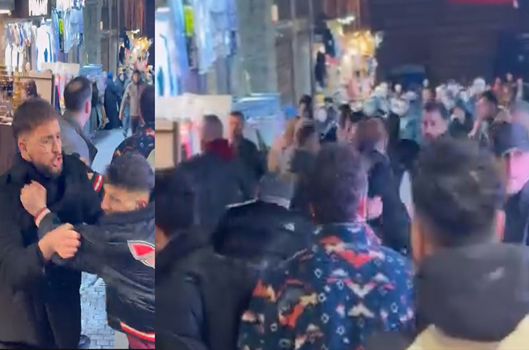 Bursa’da tarihi çarşı karıştı, yumruklar havada uçuştu