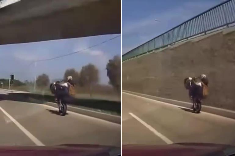 Bursa'da tehlikeli motosiklet şovu kameraya yansıdı