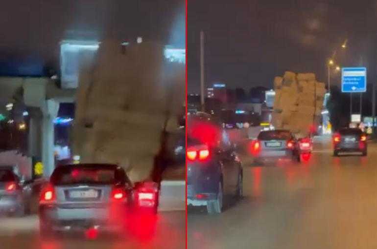 Bursa'da tehlikeli taşımacılık kamerada