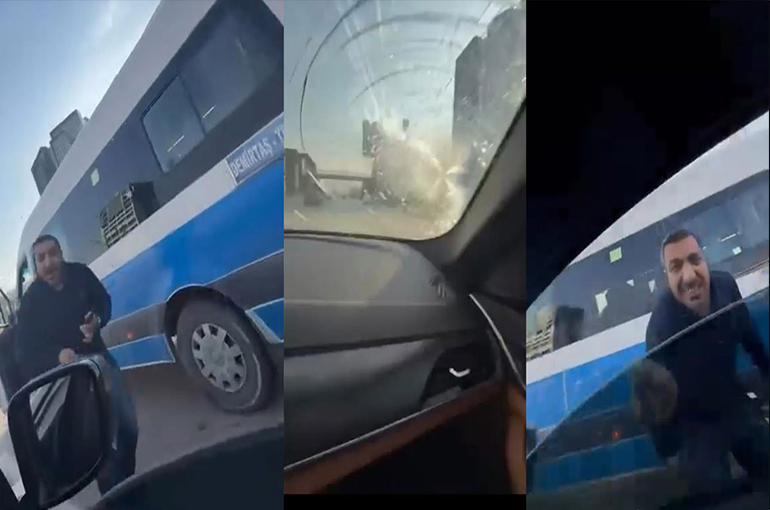 Bursa'da yol verme kavgası kamerada... Camı kırdı, 180 bin lira ceza yedi!