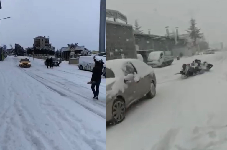 Buzlu yolda kaza böyle geldi!