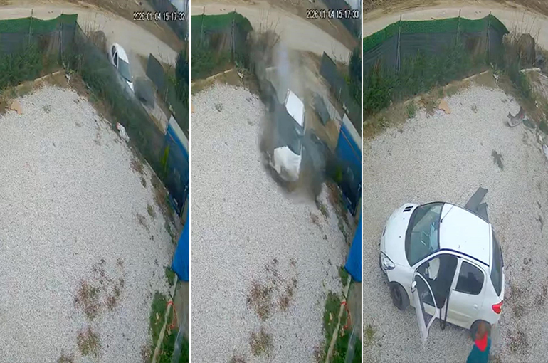 Direksiyon hakimiyetini kaybeden sürücü ölümden böyle döndü