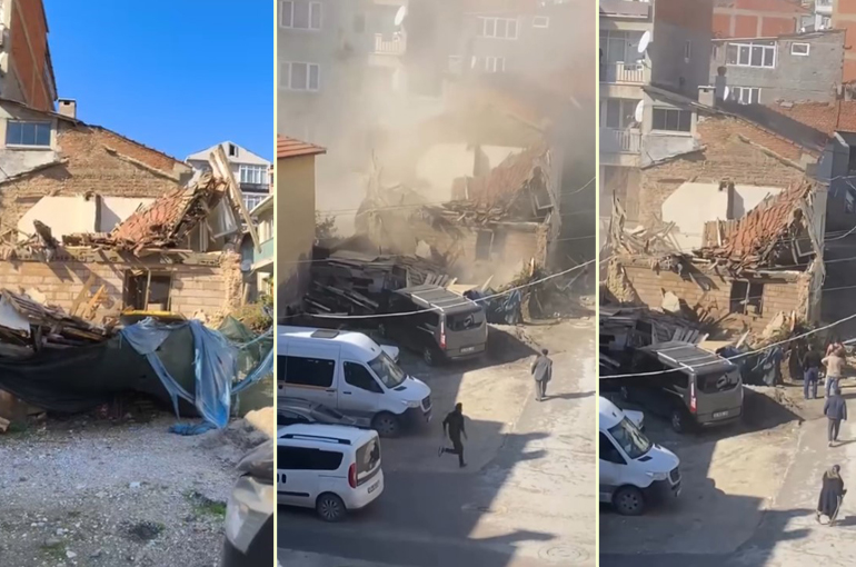 Facia Kıl Payı Atlatıldı: Gemlik’te Terk Edilmiş Bina Çöktü!