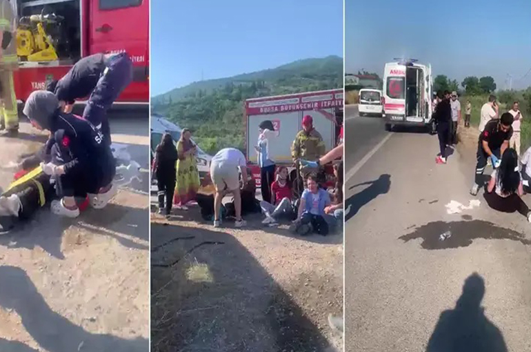 Gemlik'te işçi servisi ile otomobil çarpıştı: 15 yaralı