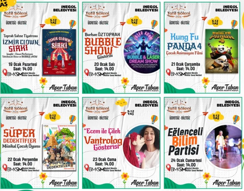 İnegöl’de Ara Tatil Çocuklar İçin Şölene Dönüşüyor