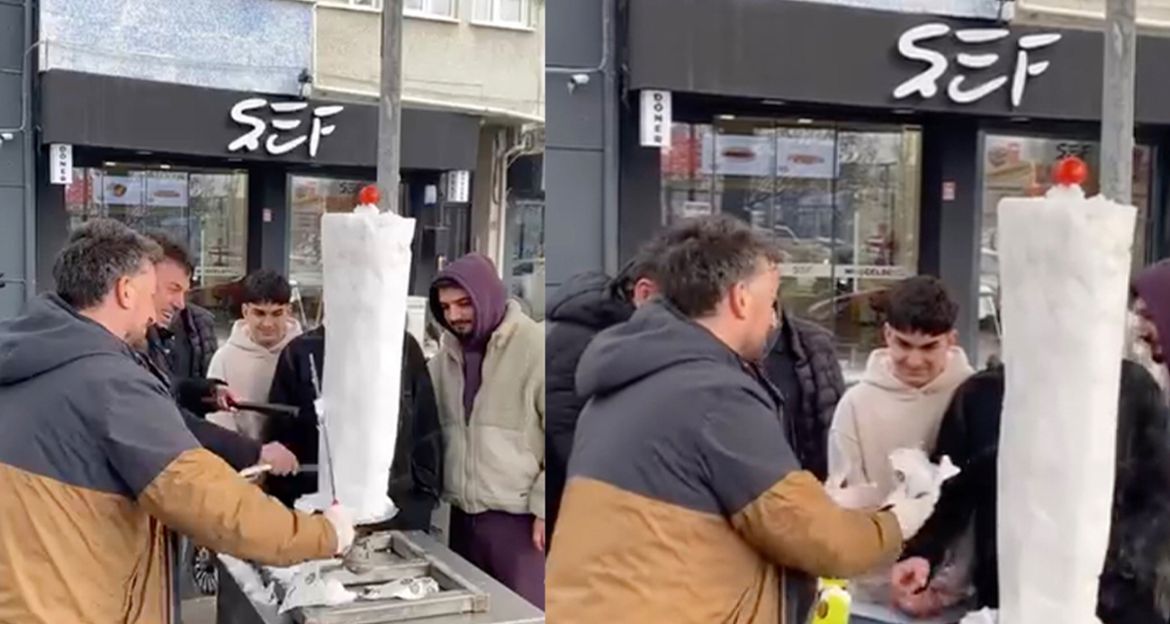 İnegöl'de döner ustasından "kardan döner" ikramı