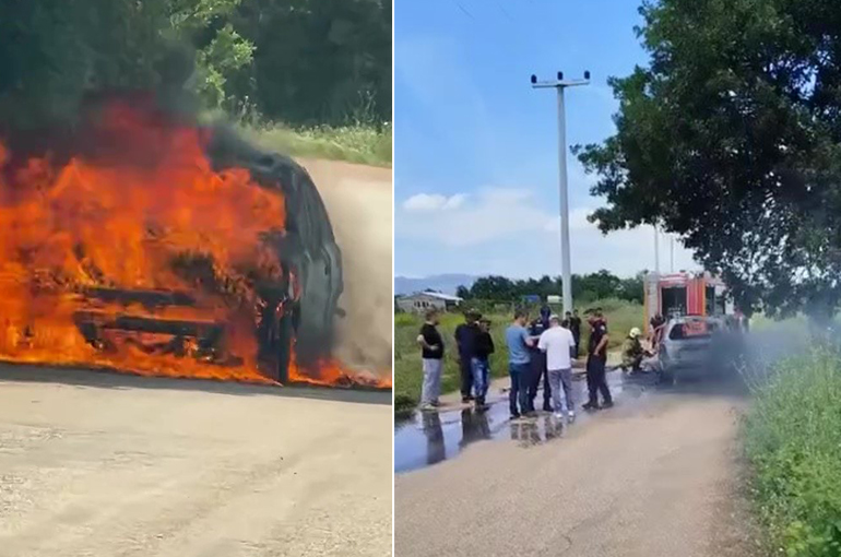 Kestel'de otomobil alevlere teslim oldu