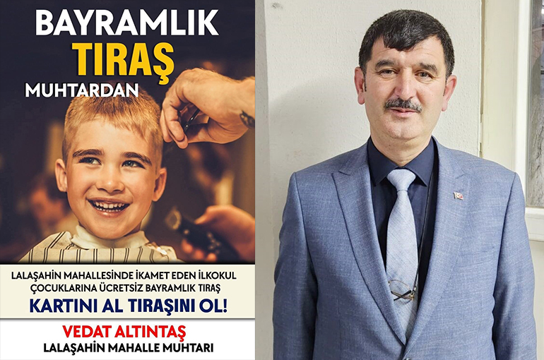 Muhtardan çocuklara bayram hediyesi: Bayram tıraşı ücretsiz