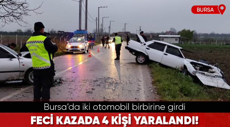 Bursa'da iki otomobil çarpıştı!