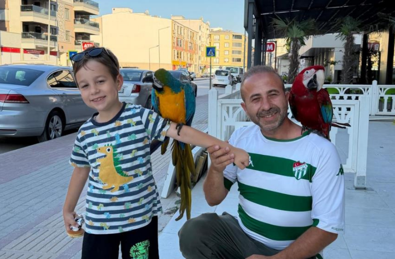 Renkli dostlarıyla sokak sokak geziyor, gören dönüp bakıyor
