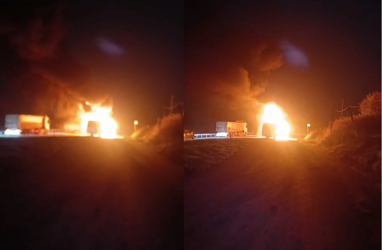 Servis otobüsü alevlere teslim oldu