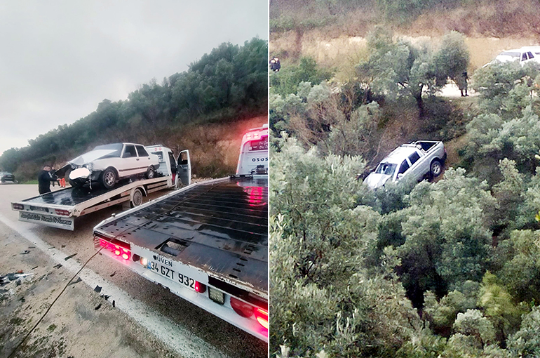 Tirilye-Mudanya kaygan yoldaki kaza ucuz atlatıldı