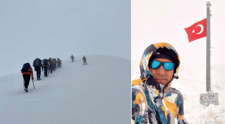 Uludağ’ın zirvesindeki donmuş Türk bayrağı değiştirildi
