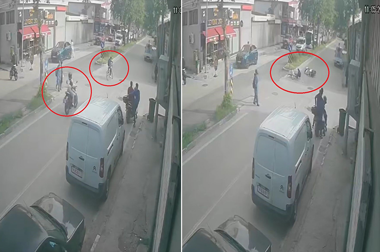 Yol ortasında yön değiştiren bisikletliye motosiklet çarptı